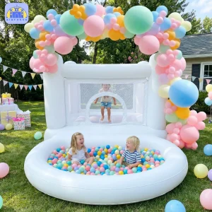 White Bounce House with Pump Kids Ball
