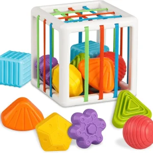 Sensory Shape Sorting Cube Toy for Toddlers 1-3 Years,
