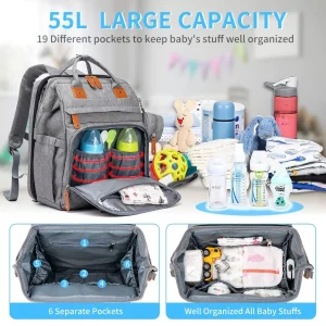 Diaper Bag Folding Bed, Multi-purpose Changing Bag with Carrier